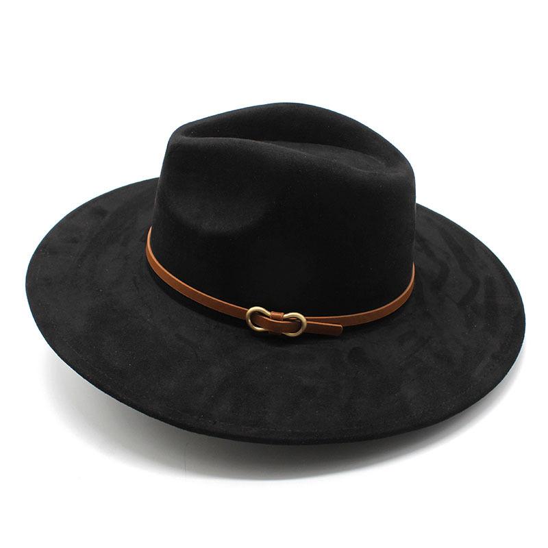 Suede Top Hat For Men And Women Couple Solid Color Wide-Brimmed Jazz Hat Wedding Hat
