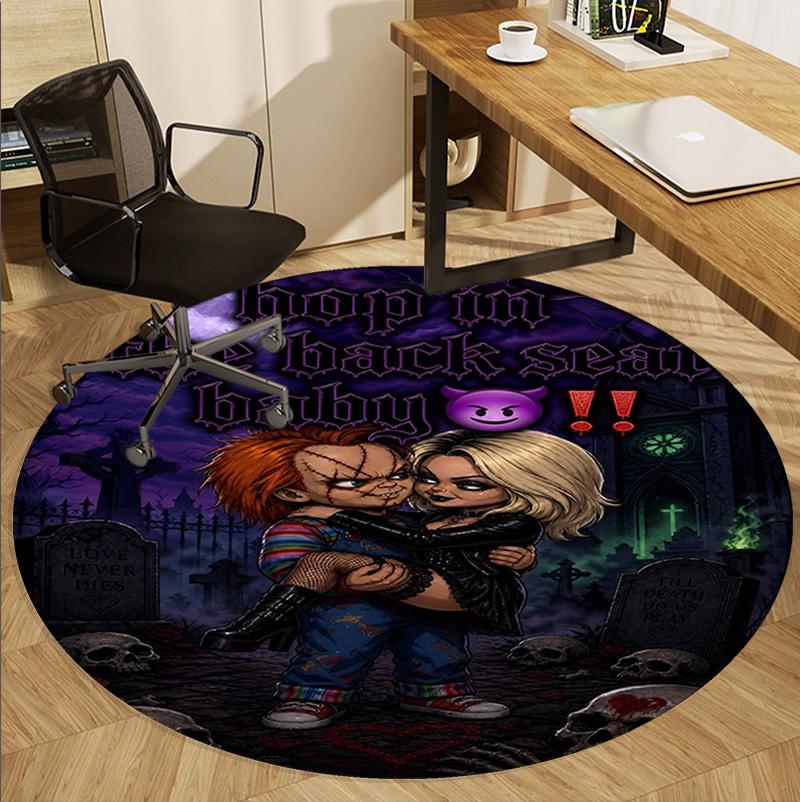 Chucky Pattern Round Rug, Indoor/Outdoor Mat, for Picnic, Gameroom, Bedroom, Office, Living Room, Home Decor Carpet, Birthday Gift