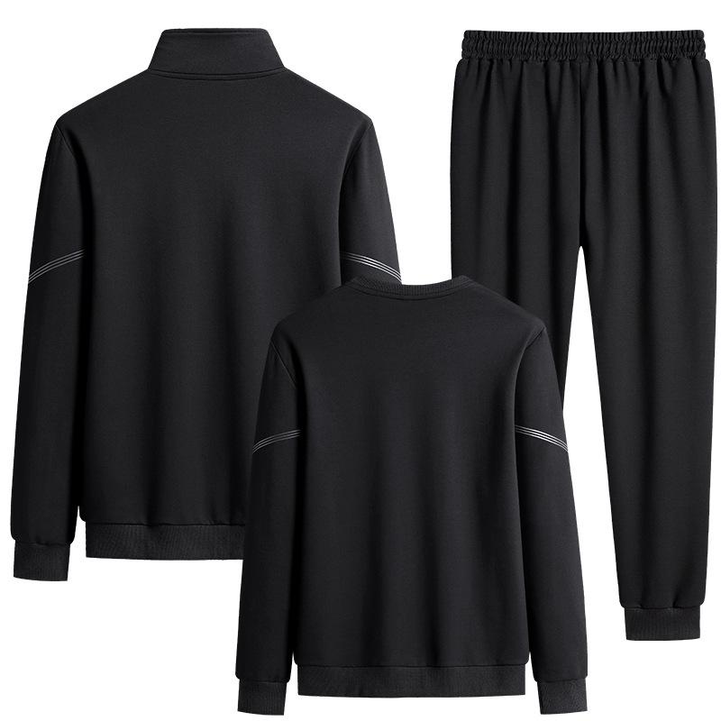 Men's Plus Size Spring Cotton Sportswear: Casual, Breathable Three-Piece Set with Running Cardigan and Round Neck