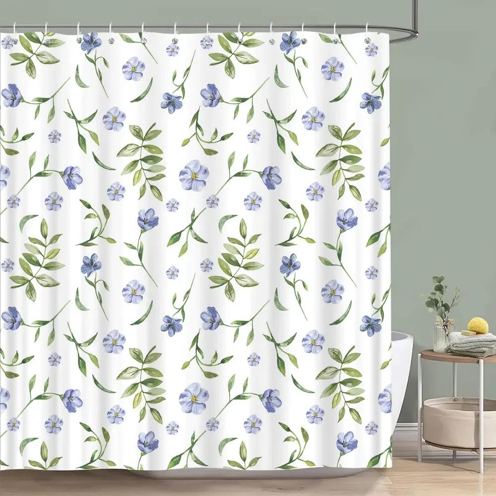 Vintage Blommig Färgstark Fågel Duschdraperi Akvarellmålning Konst Kreativt Hem Polyester Duschdraperier Badrumsdekor