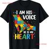 I Am His Voice He Is My Heart Autism Awareness Mom T Shirt Vintage Stylish Stretched Fashion Soft