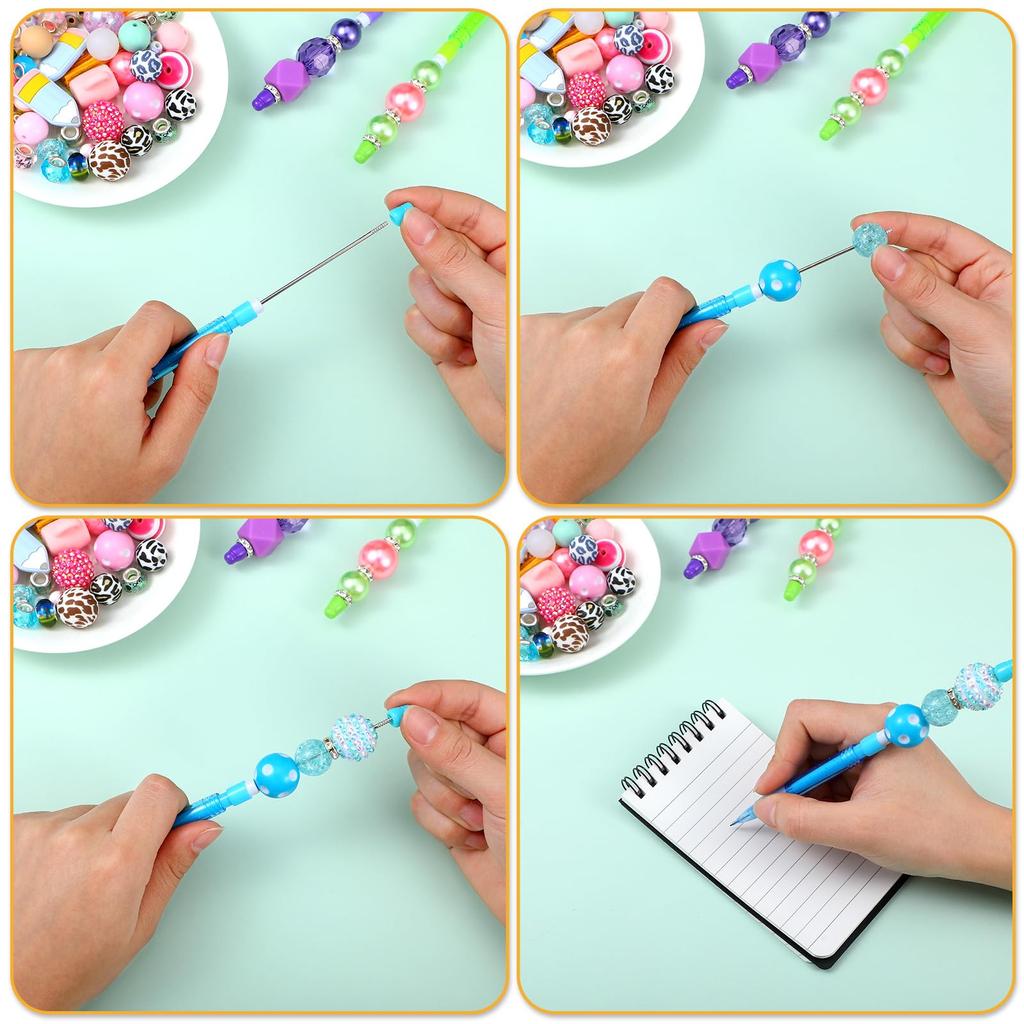 18Pcs Beaded Pencil for Students Non Sharpening Pencil 0.5 Non Refilling Beadable Automatic Cute Writing Pencil Wholesale