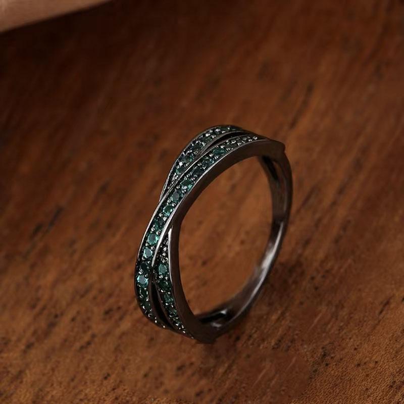 Cross-band diamond ring, shining exquisite, suitable for Independence Day, daily wear, fashionable and versatile
