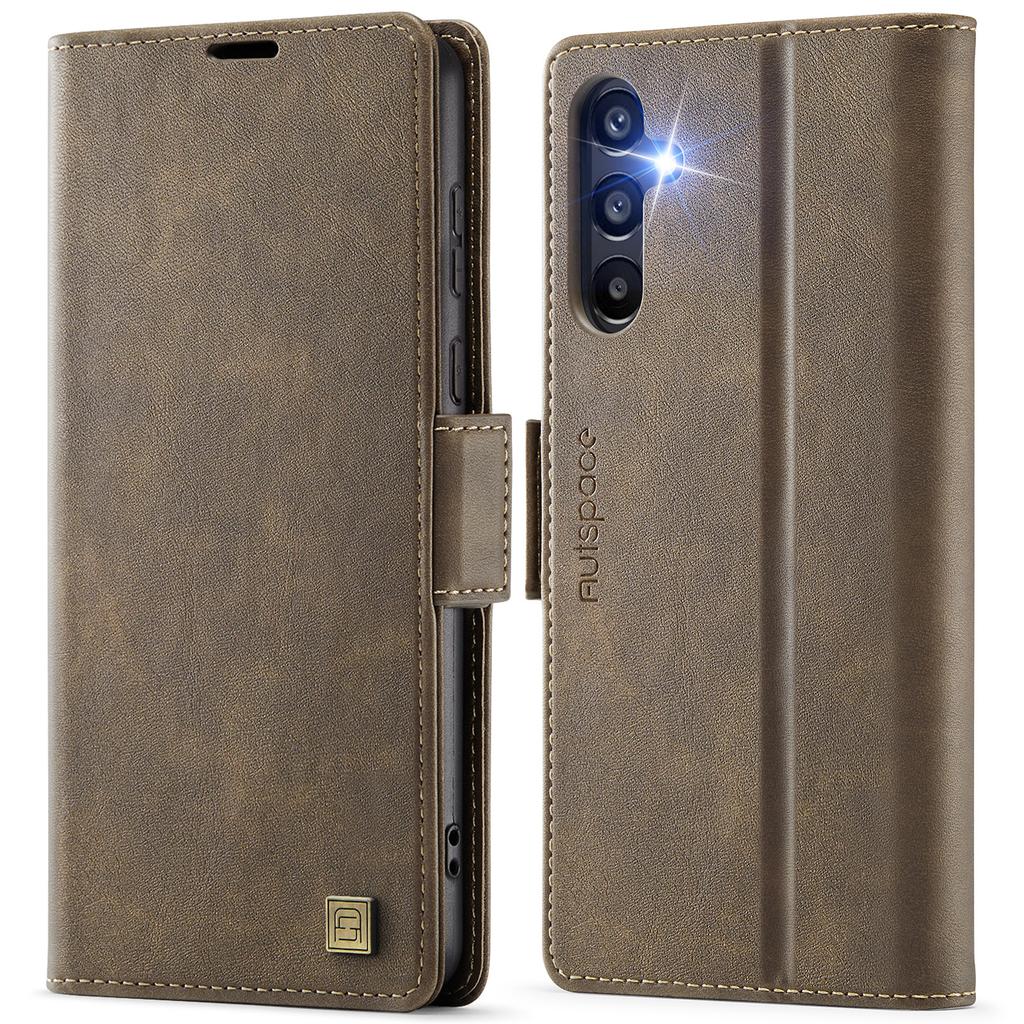 Für Samsung Galaxy A55 5G Hülle AUTSPACE A11 RFID-Blockierung Retro Leder Handy Brieftaschenhülle