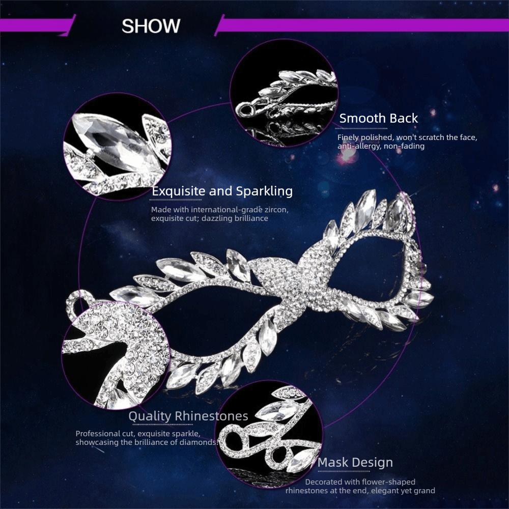 Rhinestone Rhinestone Face Mask Half Face Hollow Eye Mask Luxury Masquerade Mask Wedding Party