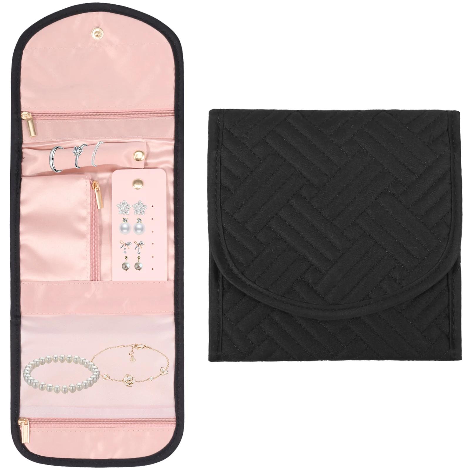 

Foldable Travel Jewelry Bag For Necklace Earrings Rings Jewelry Case Organizer Bracelet Mini Storage Accessory чорний