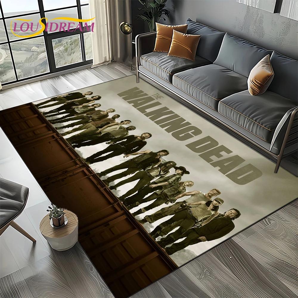 TWD Walking Dead Rick Daryl Horror TV Teppich für Wohnzimmer Schlafzimmer Haus Sofa Dekoration, Kinderteppich rutschfeste Bodenmatte