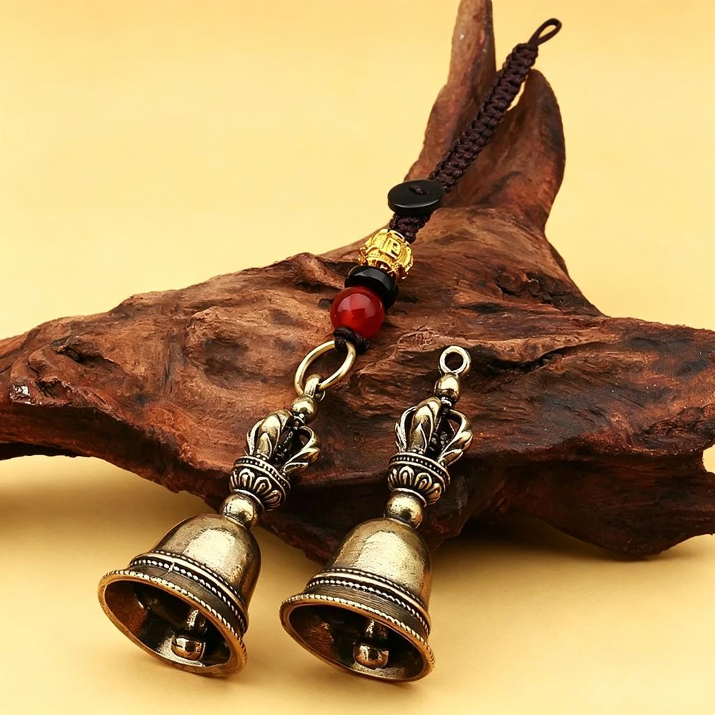 1PC Brass Handicraft Die-casting Drop Magic Antique Bell Wind Bell Tibetan Bronze Bell Creative Gift Home Decoration Pendant