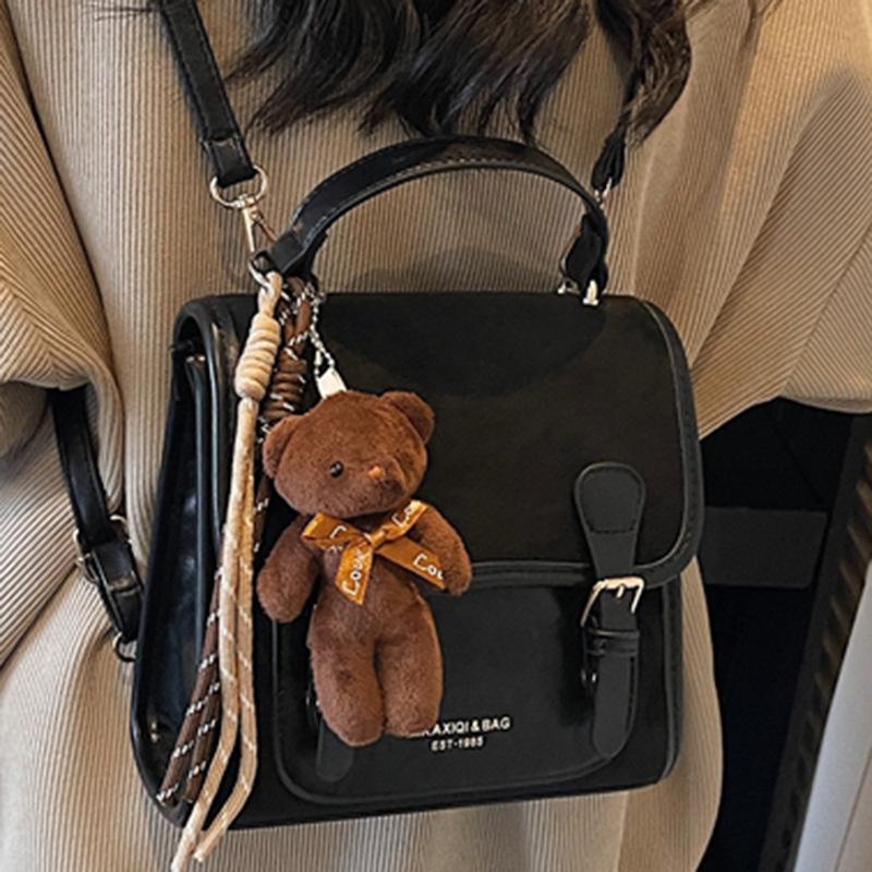 Schoolbag Korean version niche retro backpack women's 1011 spring new high-value simple casual portable small square bag women
