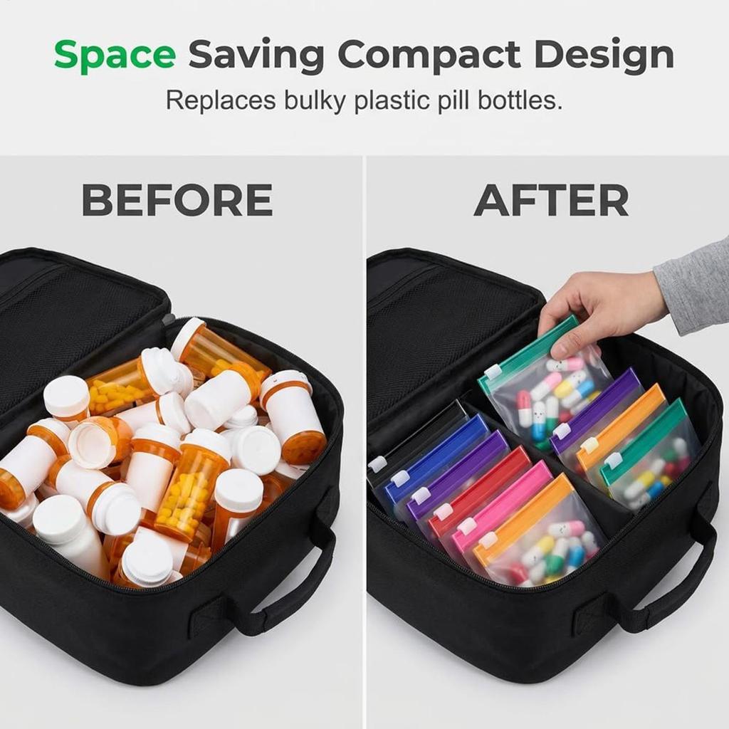 7pcs Pill Pouch With Slide Lock 7 Colors Waterproof Clear Portable Zippered Pill Pouch For Home Office Dormitory Business Trip