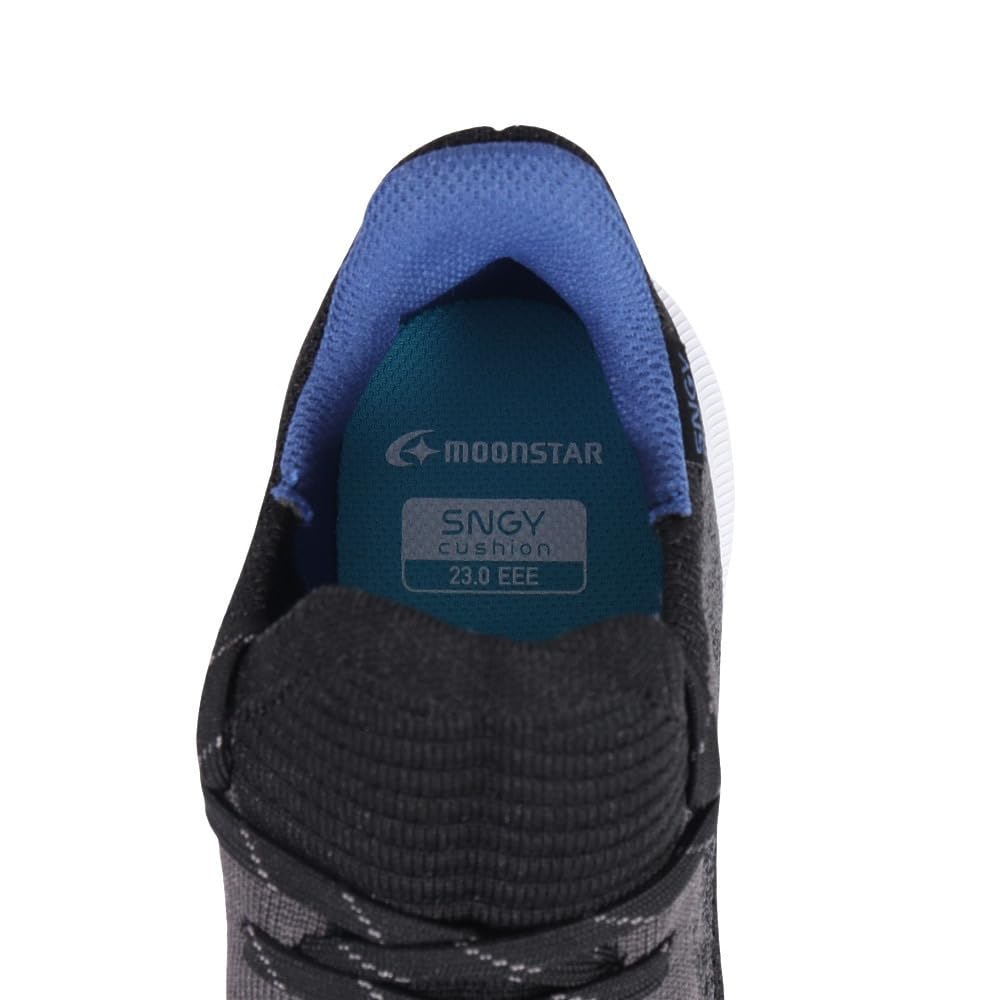 Moonstar Synergy Shock SNGY 3E Cushion, Lightweight, Soft, Hands-Free, Cushioning, Absorption, Wide, Women's, L23, Black, 22.5 cm,