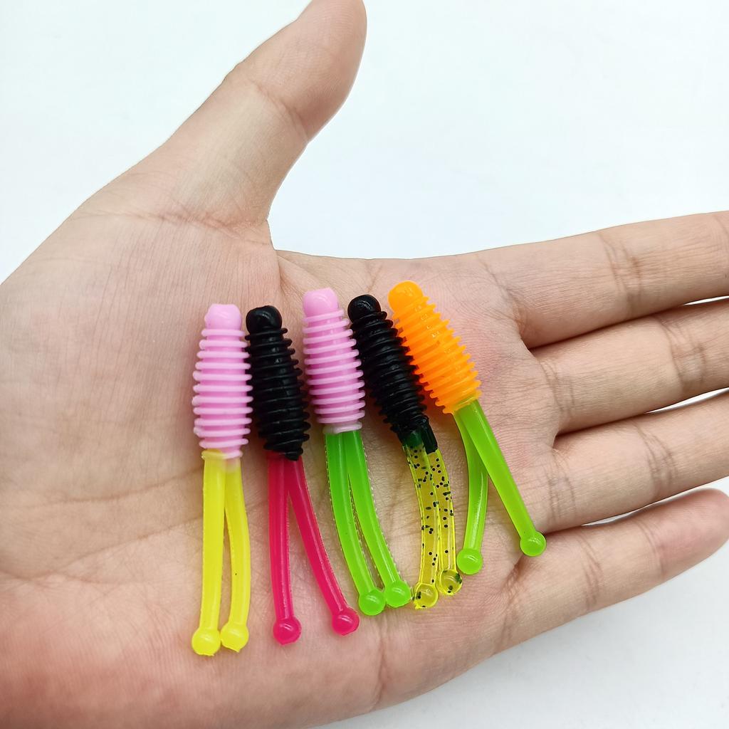DUODUOYU 10PCS Mini Soft Fishing Lures 1.2g/50mm Double tailed Jigging Wobblers Artificial Swimbaits For Bass Carp Tackle