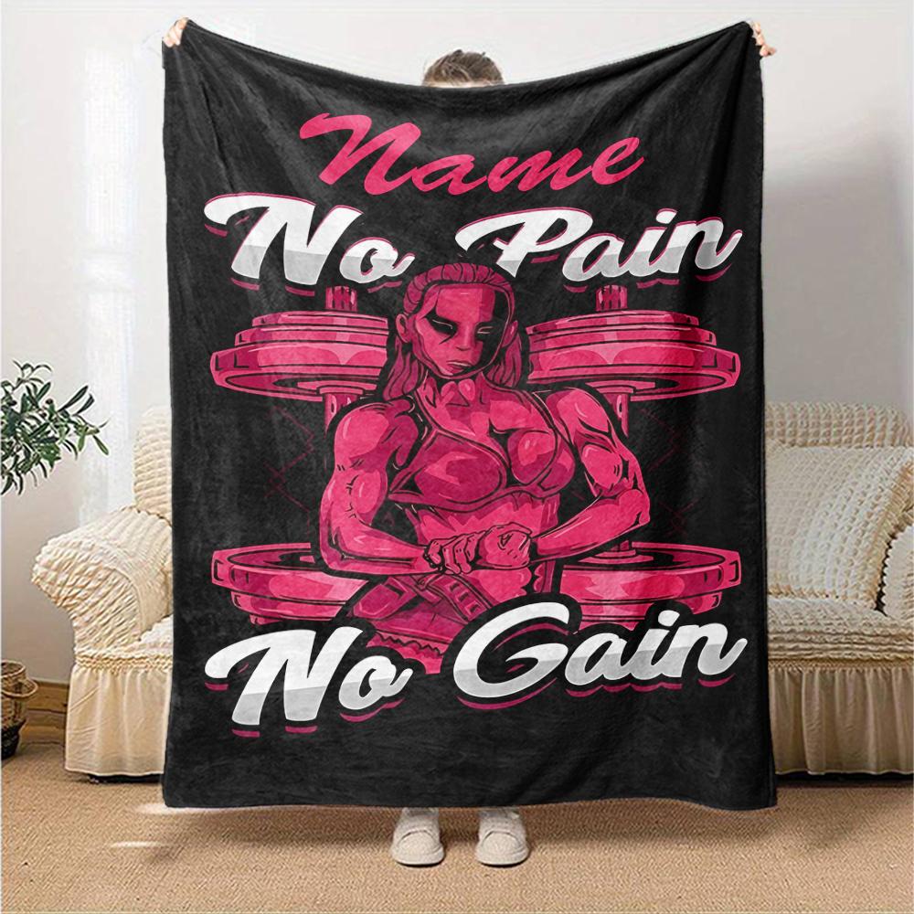 Custom Name Weightlifting Theme Printed Blanket - Perfect for Couch, Bed, Travel & Outdoor Use | Machine Washable, Cozy & Durable.
