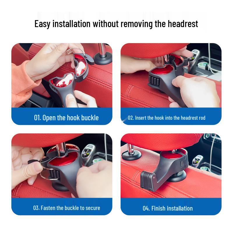 Multifunctional Car Hook & Seat Back Phone Holder with Hidden Storage