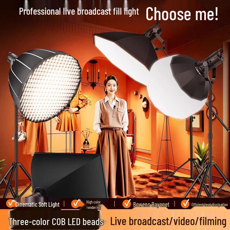 COB Photography Studio Light with Grid and Soft Light Mode for Clothing and Portrait Atmosphere