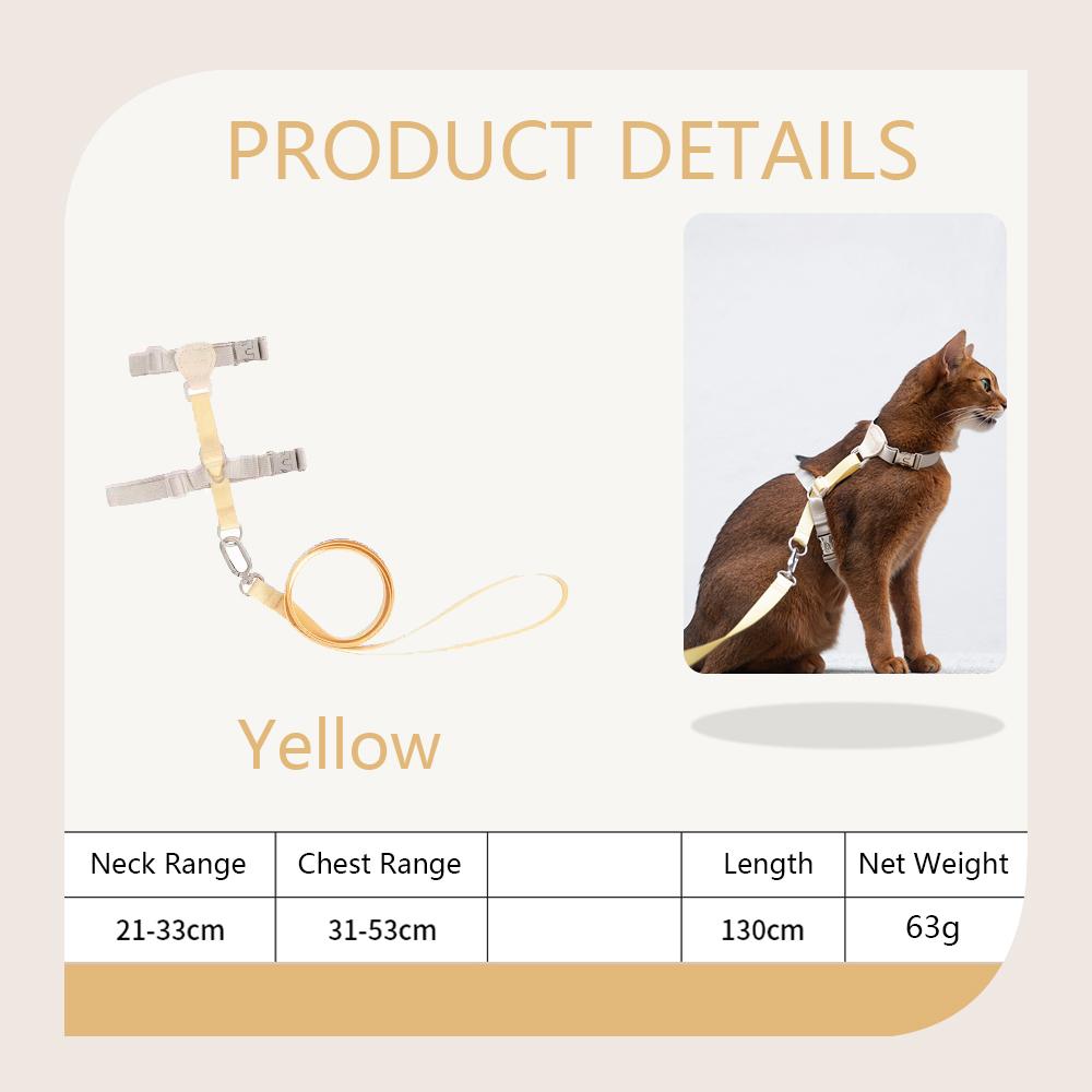 Cat Harness Leash Set Adjustable I-shaped Walking Cat Rope Chest Strap Pet Outdoor Supplies Breathable Harness Leash Puppy Cat