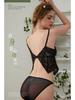 French Pure Desire Floral Lace Spaghetti Strap Triangle Cup Lingerie Set - Invisible Back Buckle Bra & Beautiful Back Design