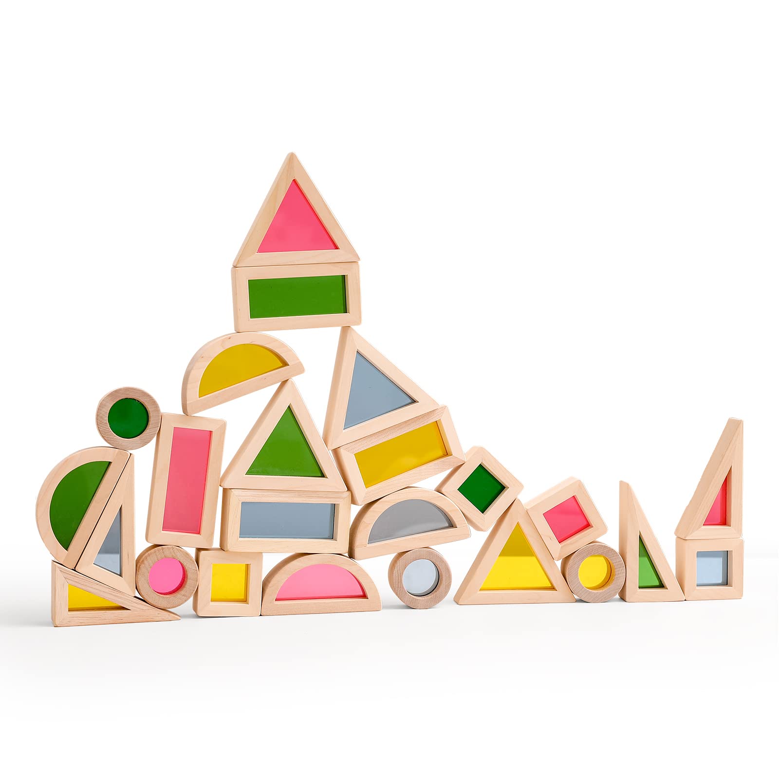 

Promise Babe Colorful Building Blocks Acrylic Sheet Toy Photography Prop Rainbow Building Toy Cuboid Equilateral Triangle Right Triangle Semicircle 3D