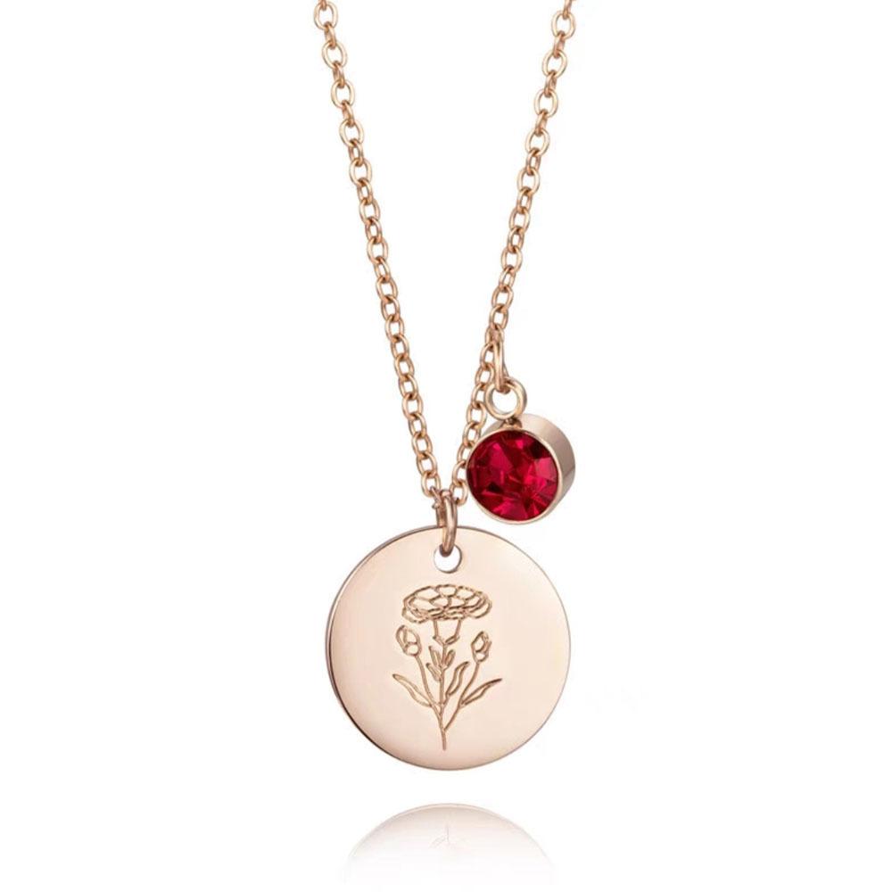 

Simple December Birthday Flower Zircon Necklace Personalized Design Titanium Steel Necklace Women Do Not Fade Versatile
