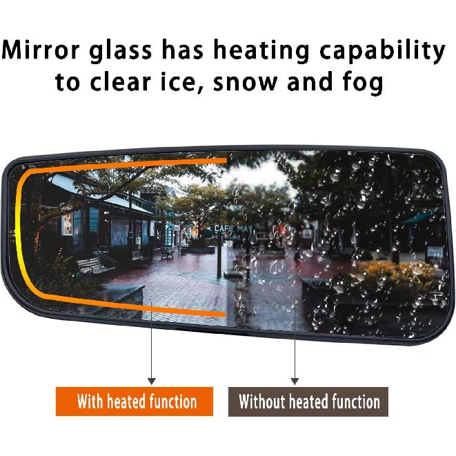 Left Driver Side Heated Lower Mirror Glass Replacement For 2015- Ford F150 2017- Ford F250 F350 - Towing Mirror Convex Side Mirror Glass With Rear