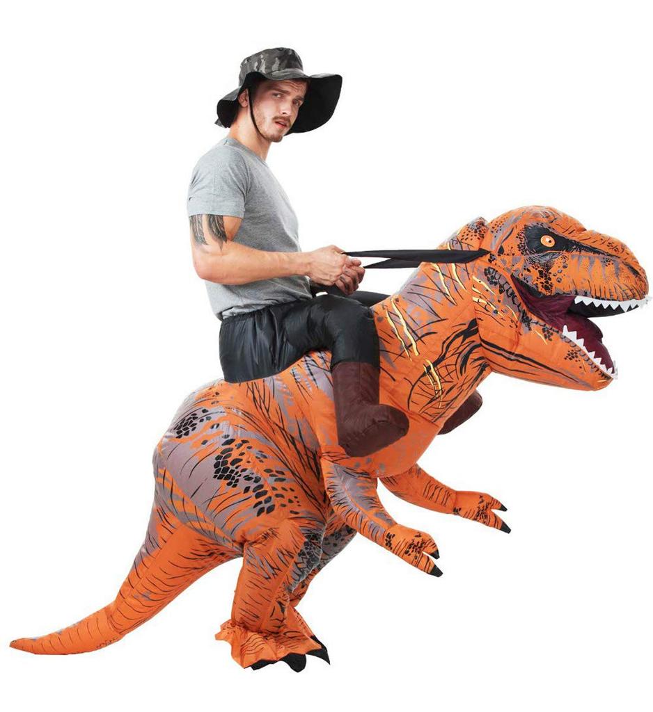 Bohuiteng Dinosaur Cosplay Dinosaur Kigurumi Rider Adult Unisex Monster Inflatable Costume Set for Parties Half-Body Costume, Outfit, (Red)