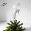 Christmas Tree Topper Standing Poodle Topper, Silver Silhouette Durable Metal Decoration, Secure Decorative Dog Ornament Plug-in Rod Easy Installation