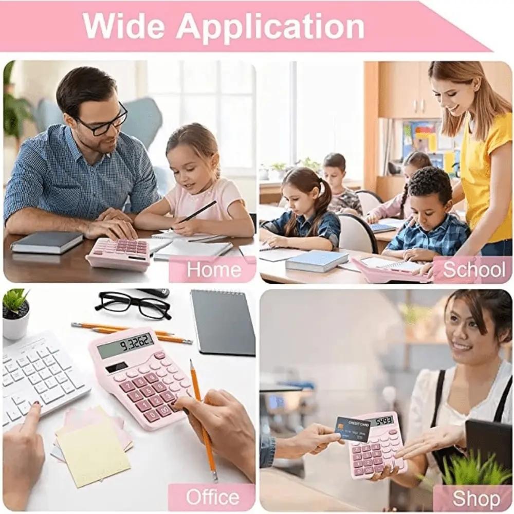 1PC Simple Color 12-bit Solar Calculator with Large Screen Suitable for Student Finance Office Desktop Calculator
