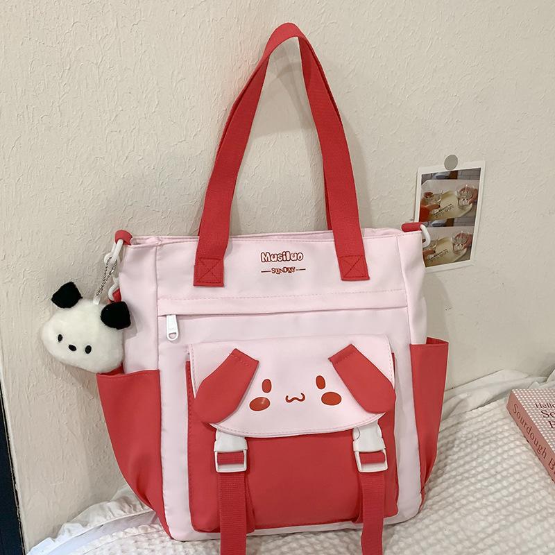 Tutorial Tasche Handtasche Tragen Büchertasche Grundschülerinnen Nachhilfetasche Kontrastfarbe Handheld Ein Schulter Umhängetasche