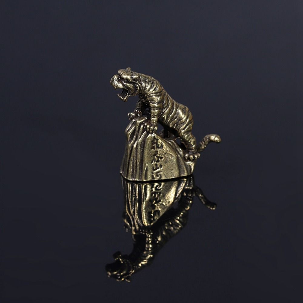 Handicrafts Tiger Miniature Figurines Pure Copper Copper Tiger Craft Zodiac Tiger Statue  Office
