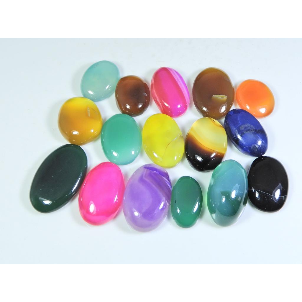 270Cts. Natural Onyx Agate Ring Size Oval Cabochon Loose Gemstone 16Pcs Lot A-640