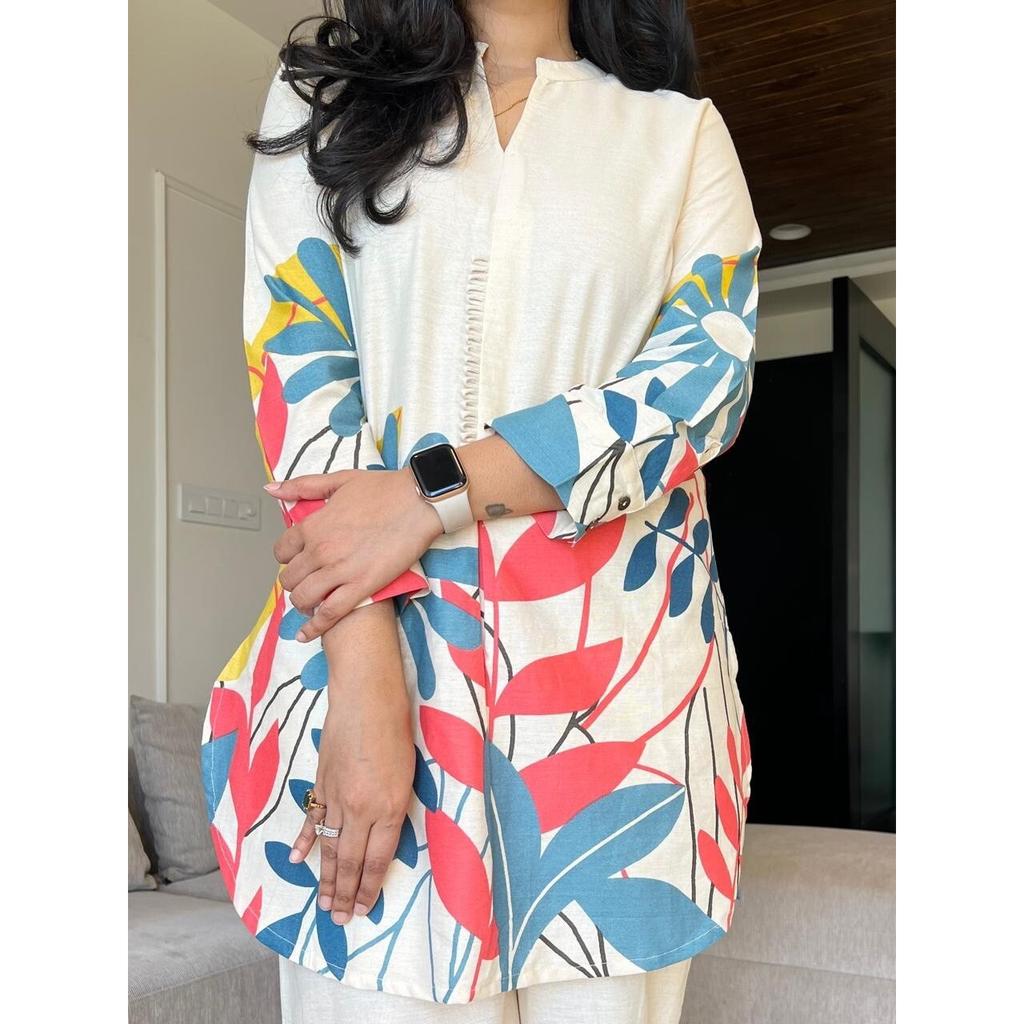 Women Designer Cotton Flex Kurta Cord Set Indian Beautiful Top Tunic Kurti Dress SC-2305
