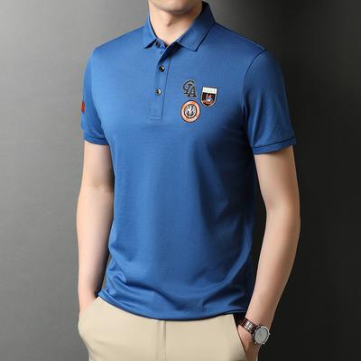 Men's New Summer Embroidered Business Short-sleeved Polo Shirt Trendy Fashionable and Handsome Slim Lapel T-shirt for Men