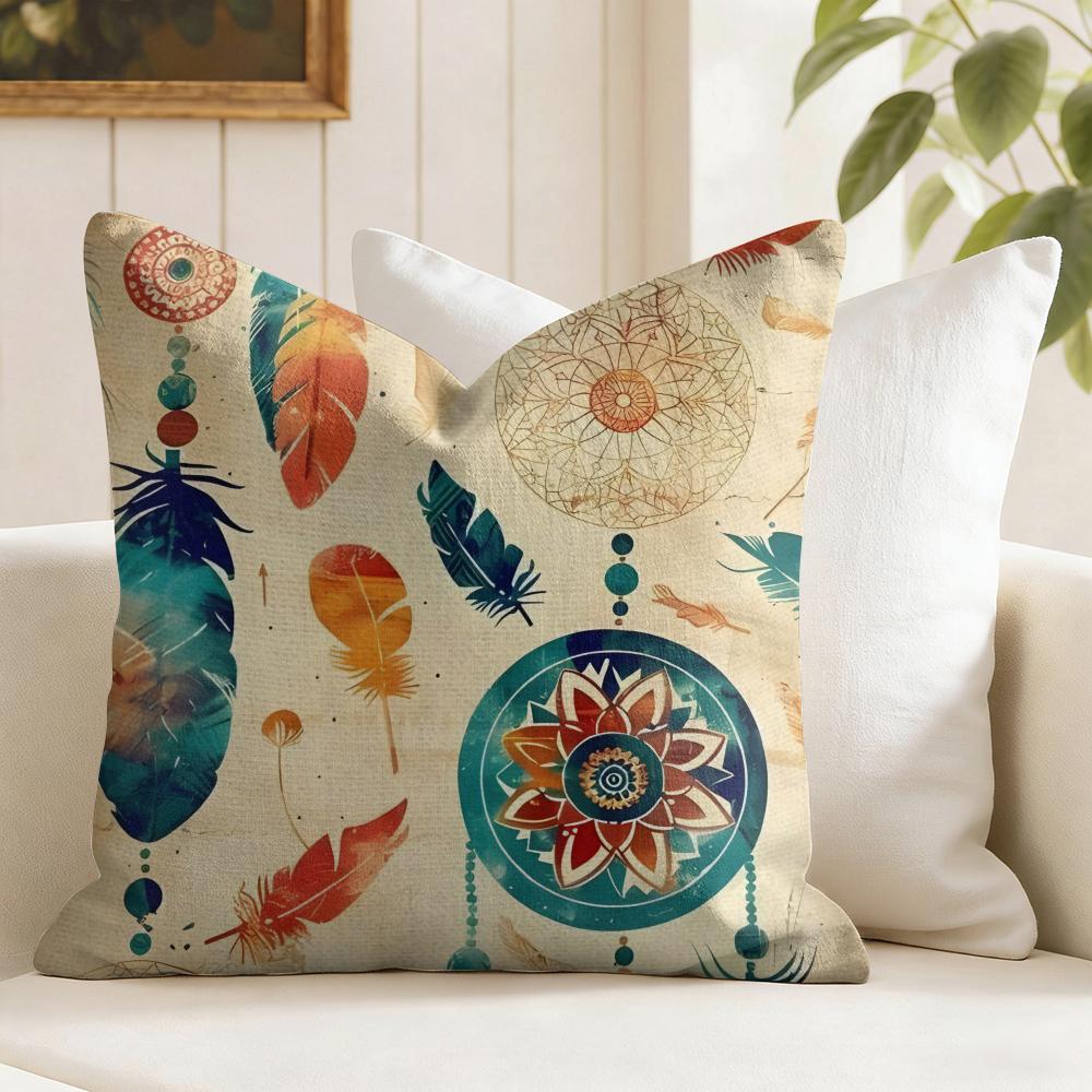 Bohemian style Cushion Cover Summer Linen Pillow Case Organic Fabric Cushion Cover DoubleSided Print Sofa Home Decor