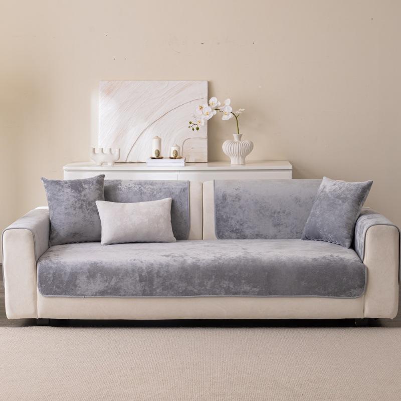 

Plush Living Room Sofa Cushions Warm Fall & Winter Sofa Throws Non-Slip Seat Cushions Cat-Scratch Resistant Soft-Touch Sofa Cove 70x70cm светло-серый
