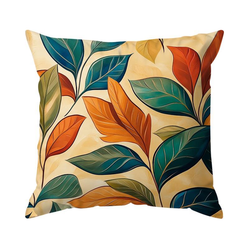 Home Decor Colorful Leaf-Patterned Digital Print Pillow Covers Pattern Cushion Cover Suitable For Sofa Bedroom Car Pillow Cover