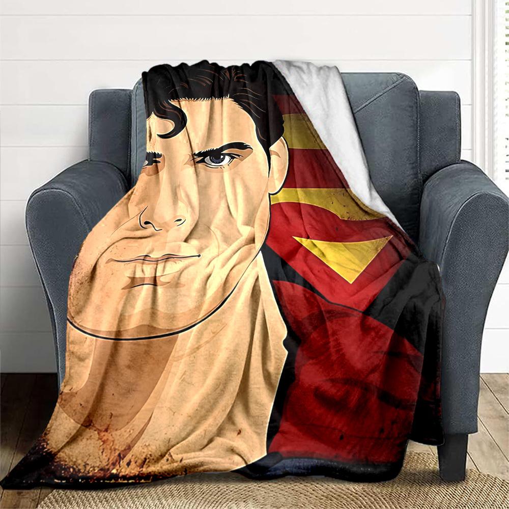 1pc Superman, Costume Blanket Lightweight Flannel Throw For Sofa, Bed, Travel, Camping, Livingroom, Office, Couch, Chair, And Bed