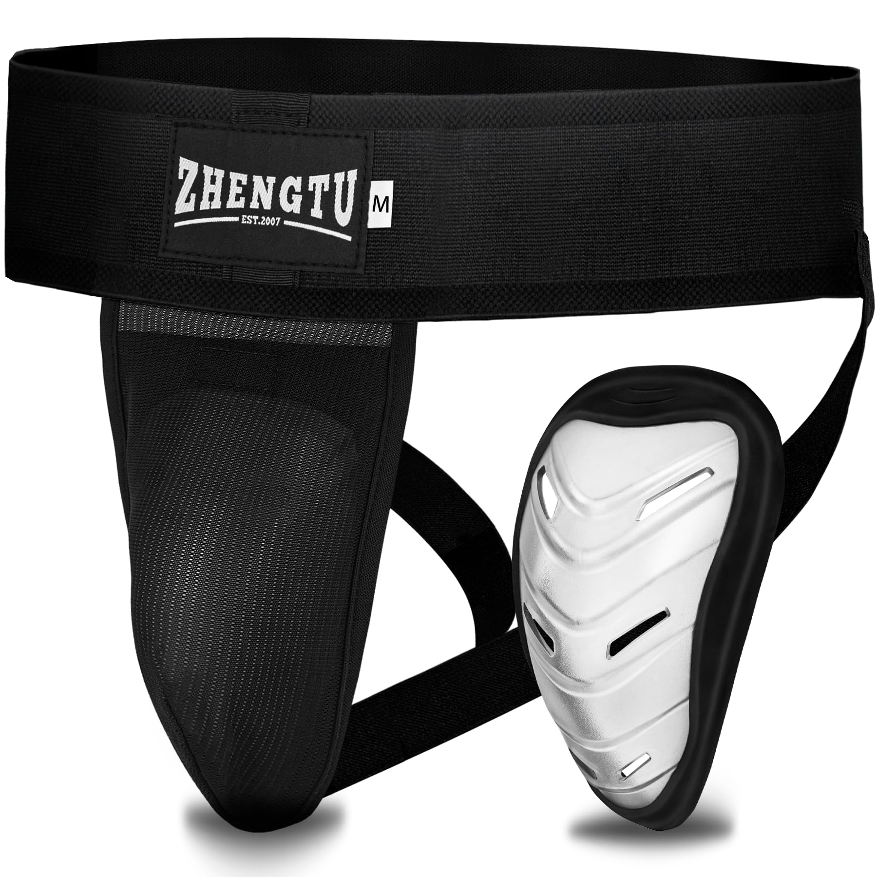 

ZHENGTU Foul Cup for Martial Mixed Martial Groin Made of Ergonomic Shock TPE Easy to Put on and Take Two Sizes for and Ideal for and Youth Baseball чорний