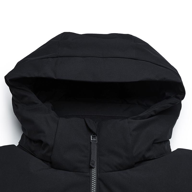 Men's FILA ESSENTIAL Down Jackets Men's Jet Black Hooded (Non-detachable) Moderate Straight Fit