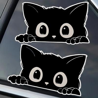 Peeking Black Cat Car Sticker Cute Vinyl Decal for Scratch Camouflage & Window Decoration Funny Waterproof Cat Lover Accessory
