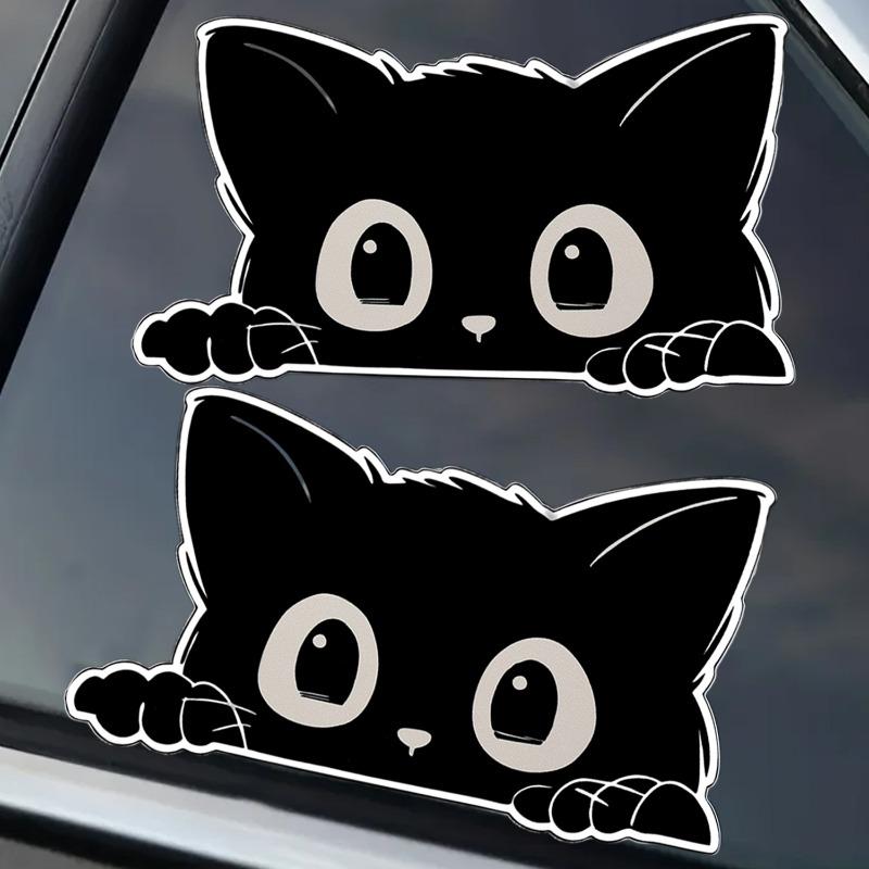Peeking Black Cat Car Sticker Cute Vinyl Decal for Scratch Camouflage & Window Decoration Funny Waterproof Cat Lover Accessory