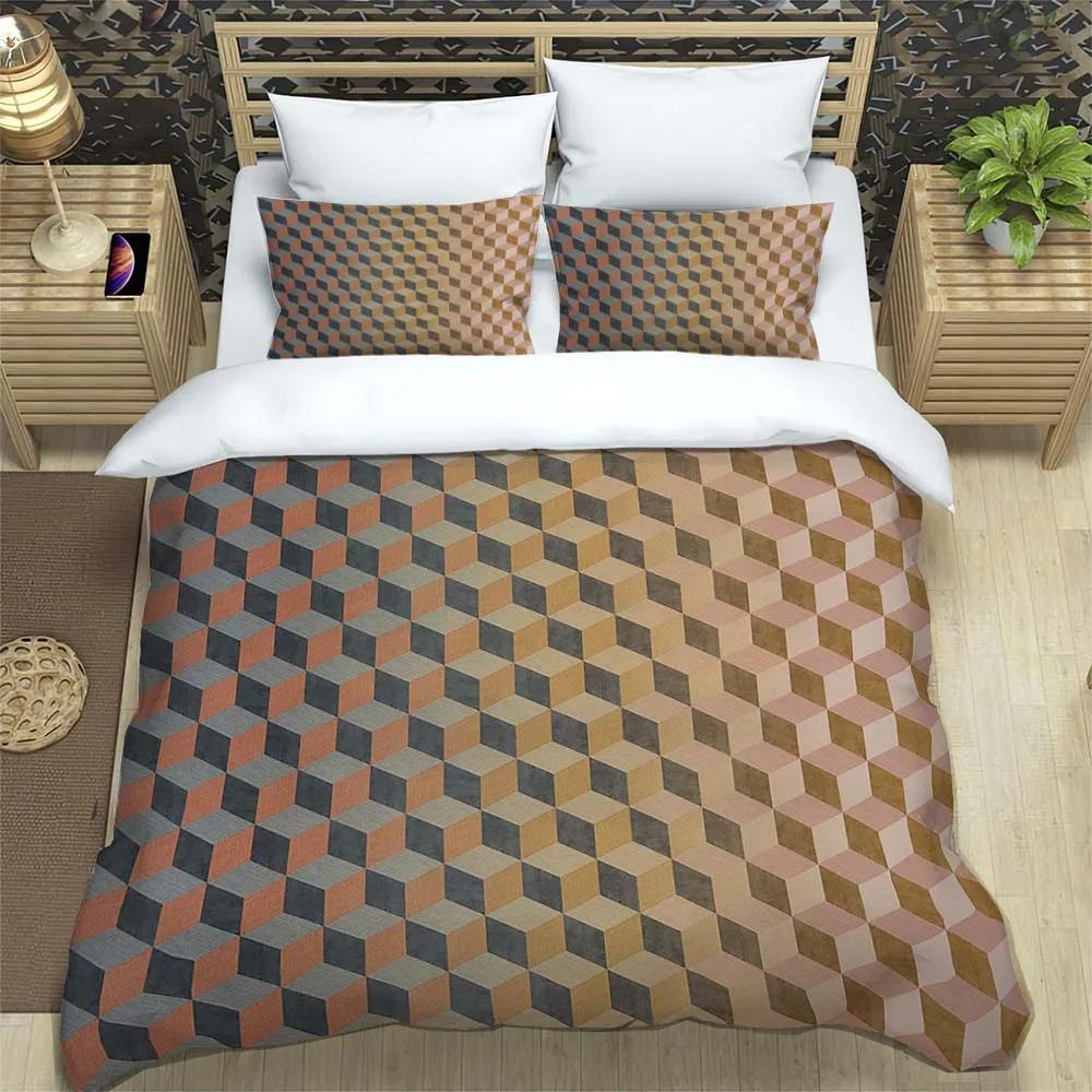 3D abstract modern geometric minimalist printed bedding Queen bedding set Soft and comfortable Customized King size bedding set