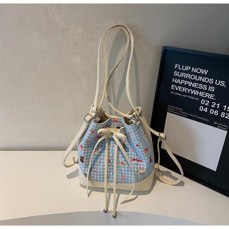 

2025 summer cute bear cartoon backpack bag women s fashion bucket bag casual large capacity shoulder backpack