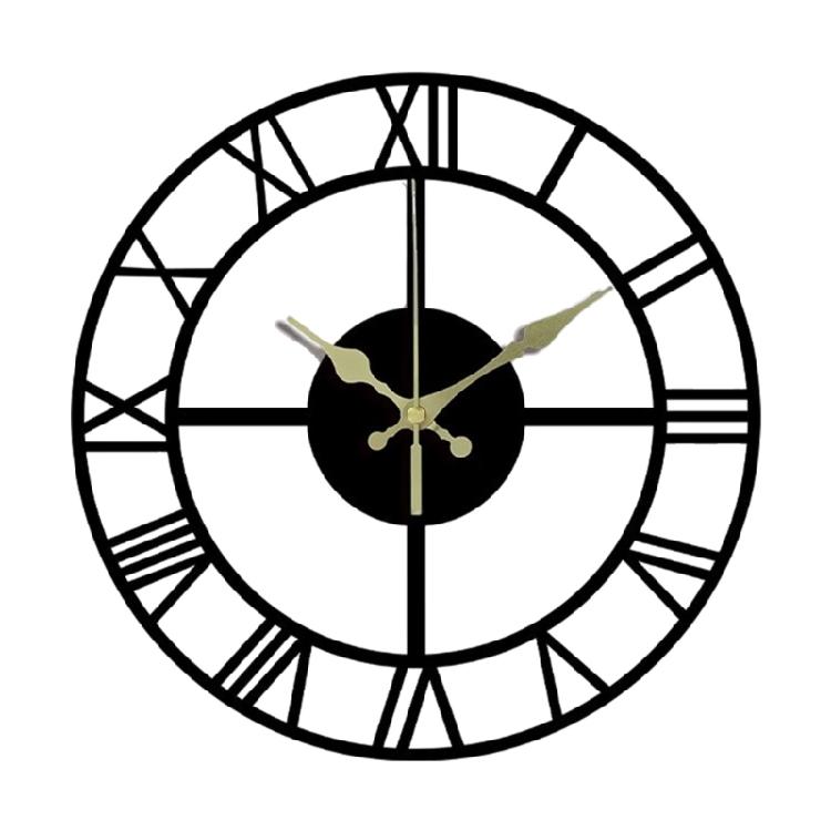 

Large Arabic Roman Numeral Metal Wall Clock Noiseless Operations Modern Aesthetic For Indoor Wall Display Decoration