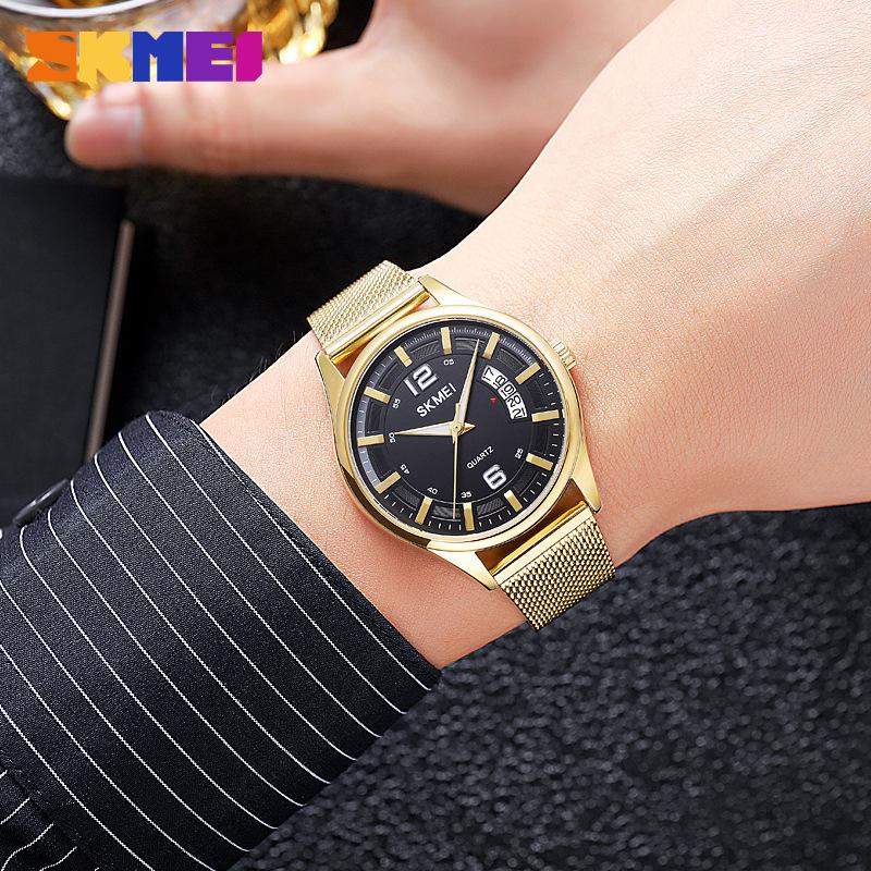 Round Large Dial Men's Watch with Calendar Stainless Steel Men's Watch Waterproof Casual Men's Quartz Watch