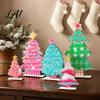 Rustic Holiday Desktop Decorations Wooden Christmas Tree Table Decoration Pine Tabletop Centerpiece Vintage Style Room Decor Farmhouse Tiered