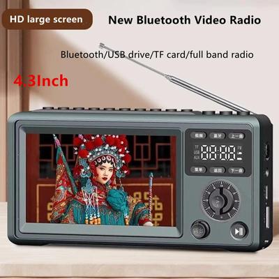 Neue 4,3 Zoll HD Tragbare Videomaschine Bluetooth-Lautsprecher SW MW FM Radio Audio TF-Karten-U-Disk-Player MP3-Sound USB MP4 AUX Uhr