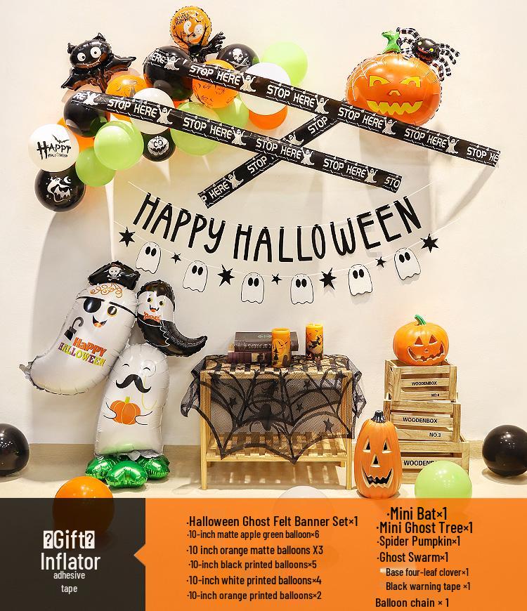 Halloween Theme Balloons and Pumpkin Lanterns for Indoor Decoration and Wall Scene Layout