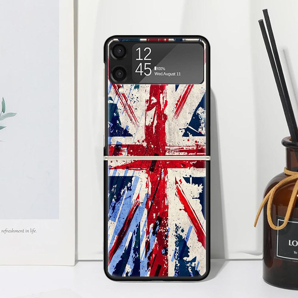 Union Jack England UK Flag Phone Case For Samsung Galaxy Z Flip 7 Flip7 Zflip 6 Flip6 5 Flip5 4 Flip4 3 Flip3 5G Fundas Black Co