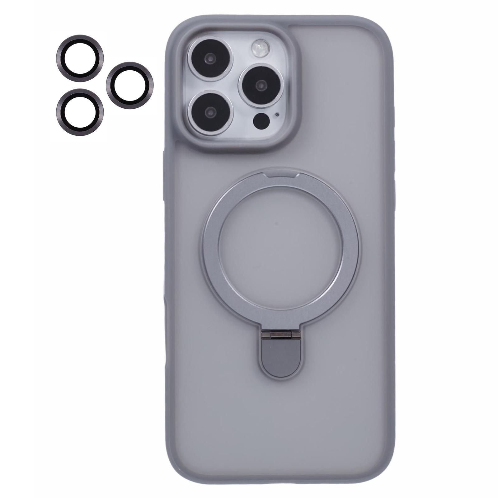 

For iPhone 16 Pro Max Case Kickstand Compatible with MagSafe PC+TPU Cover with Lens Film E