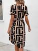 European American Women's V-neck Printed Dress